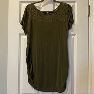Motherhood Maternity Dark Olive Green Lace Short Sleeve Top